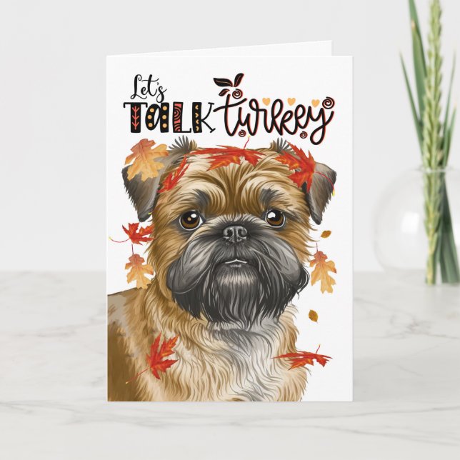 Cartes Pour Fêtes Annuelles Thanksgiving Bruxelles Griffon Parlons de Turquie (Devant)