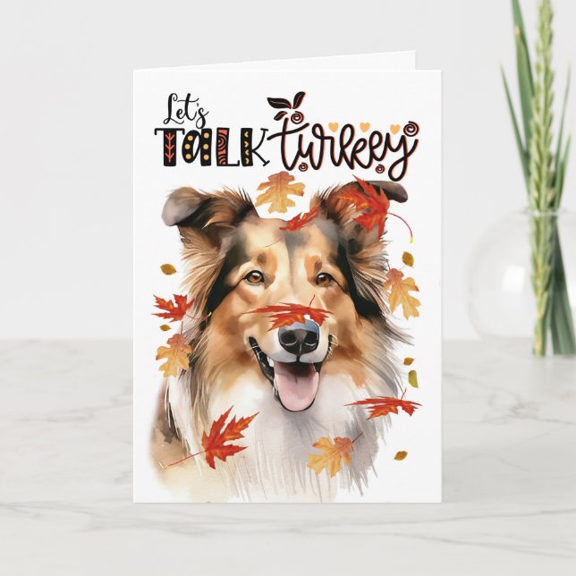 Cartes Pour Fêtes Annuelles Thanksgiving Collie Dog Parlons Turquie (Devant)