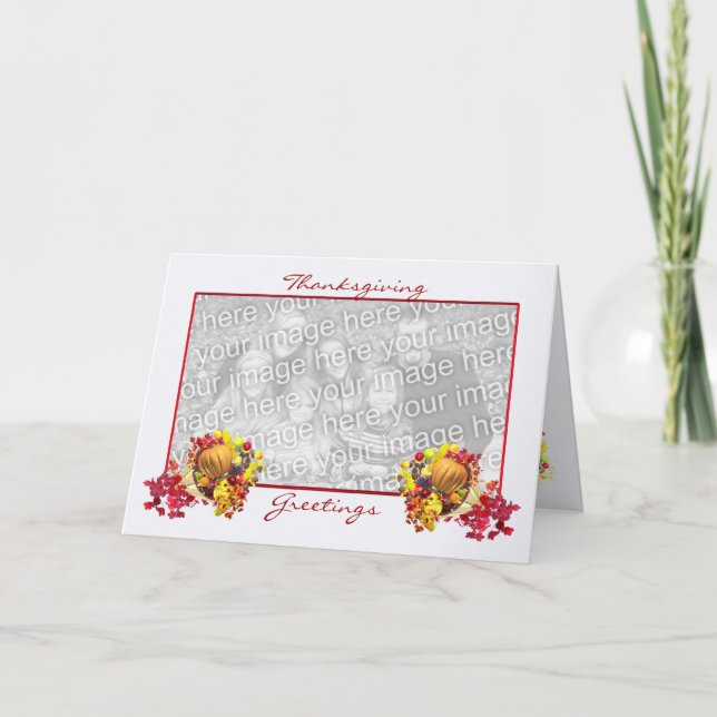 Cartes Pour Fêtes Annuelles Thanksgiving Cornucopia Wide (photo) (Devant)