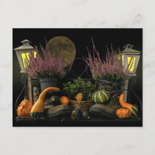 Cartes Pour Fêtes Annuelles Thanksgiving Day Scene with Bench and Fall Harvest