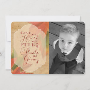 Cartes Pour Fêtes Annuelles Thanksgiving - Donnez-nous un Coeur photo personna