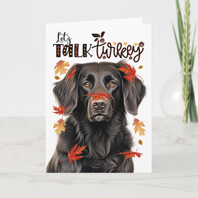Cartes Pour Fêtes Annuelles Thanksgiving Flat Coat Retriever Parlons Turquie (Devant)