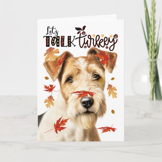 Cartes Pour Fêtes Annuelles Thanksgiving Fox Terrier Dog Parlons Turquie (Devant)
