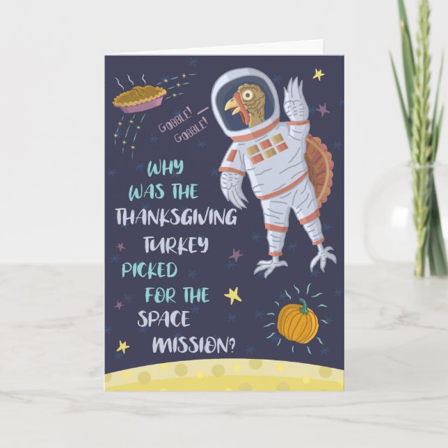 Cartes Pour Fêtes Annuelles Thanksgiving Funny Astronaut Turquie Plaisanter Sp (Devant)