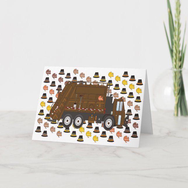 Cartes Pour Fêtes Annuelles Thanksgiving Garbage Truck Novembre (Devant)