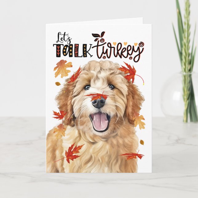 Cartes Pour Fêtes Annuelles Thanksgiving Goldendoodle Dog Parlons Turquie (Devant)
