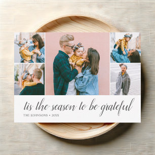Cartes Pour Fêtes Annuelles Thanksgiving Grateful Script Photo Collage