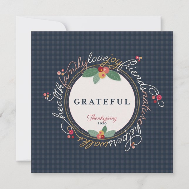 Cartes Pour Fêtes Annuelles Thanksgiving Gratitude Wreath Inspiration personna (Devant)