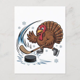 Cartes Pour Fêtes Annuelles Thanksgiving Hockey sur glace Hockey Turquie Gobbl