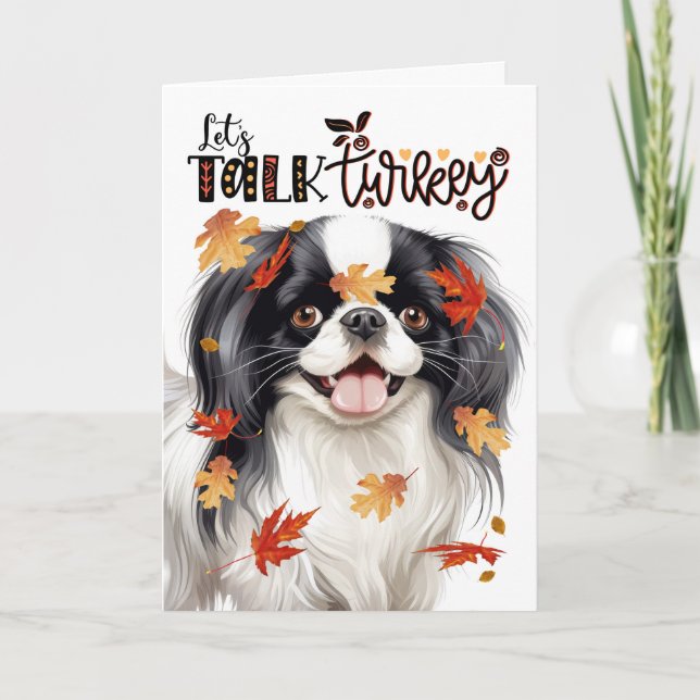 Cartes Pour Fêtes Annuelles Thanksgiving Japonais Chien Chin Parlons Turquie (Devant)