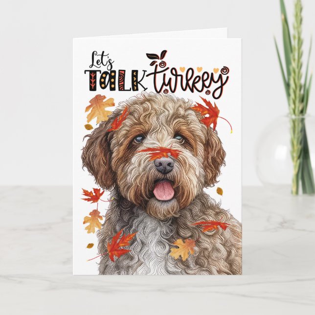 Cartes Pour Fêtes Annuelles Thanksgiving Lagotto Romagnolo Parlons Turquie (Devant)