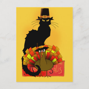 Cartes Pour Fêtes Annuelles Thanksgiving Le Chat Noir With Turkey Pilgrim