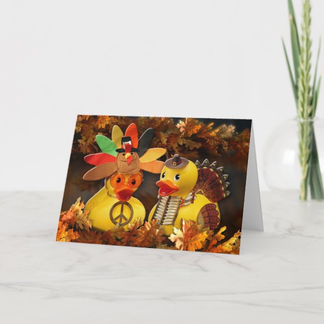 Cartes Pour Fêtes Annuelles Thanksgiving mignon (blanc) (Devant)
