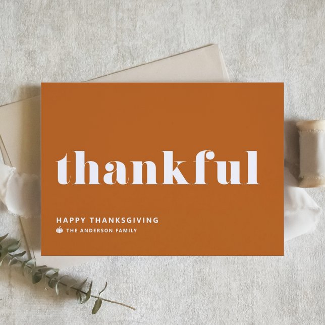 Cartes Pour Fêtes Annuelles Thanksgiving Orange Retro Typographie (Créateur téléchargé)