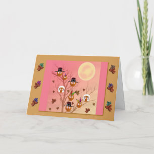 Cartes Pour Fêtes Annuelles Thanksgiving Owls template card