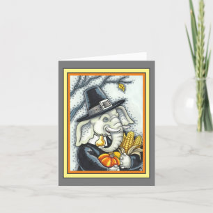 CARTES POUR FÊTES ANNUELLES THANKSGIVING PACHYDERM, THANKFUL PILGRIM ELEPHANT