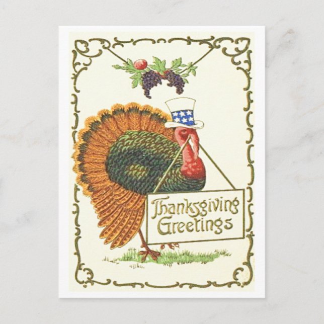 Cartes Pour Fêtes Annuelles Thanksgiving Patriotique (Devant)