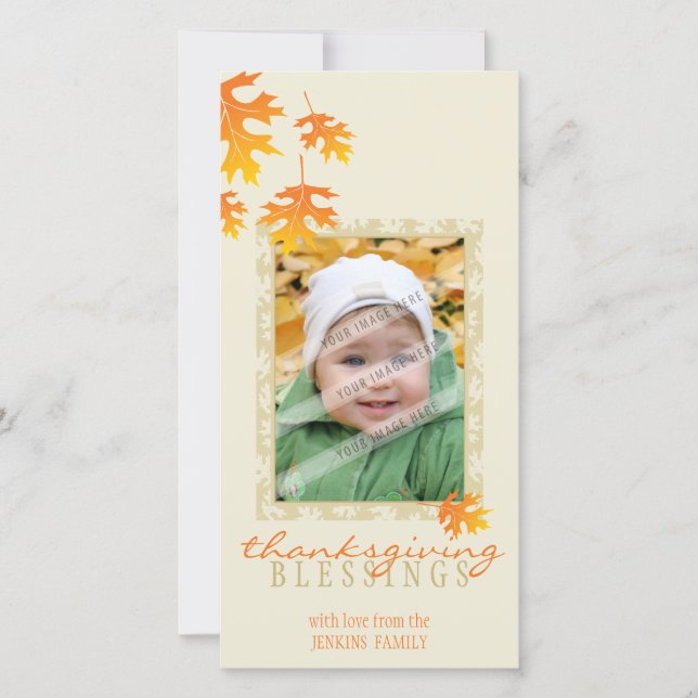 Cartes Pour Fêtes Annuelles THANKSGIVING PHOTOCARD :: feuilles mache 3 (Devant)