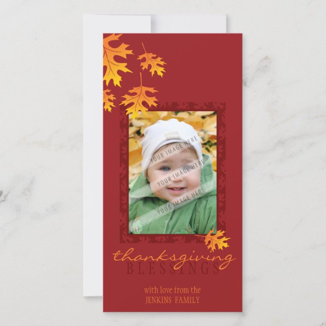Cartes Pour Fêtes Annuelles THANKSGIVING PHOTOCARD :: Mache feuilles 1 (Devant)