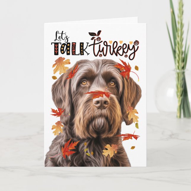 Cartes Pour Fêtes Annuelles Thanksgiving Pointing Griffon Parlons Turquie (Devant)
