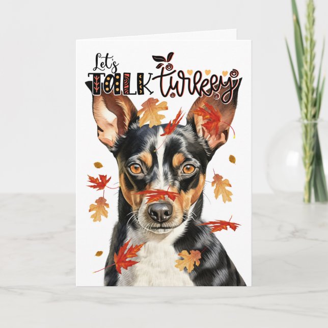 Cartes Pour Fêtes Annuelles Thanksgiving Rat Terrier Chien Parlons Turquie (Devant)