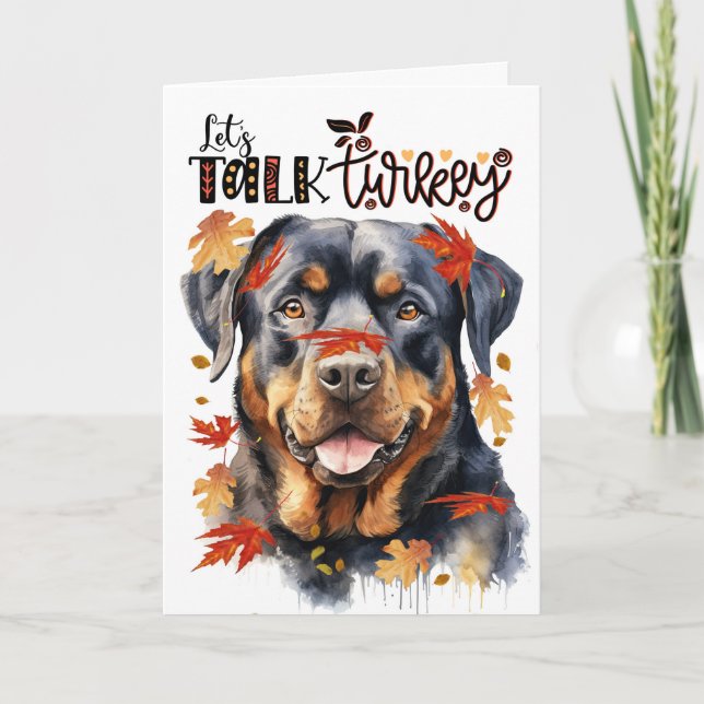 Cartes Pour Fêtes Annuelles Thanksgiving Rottweiler Dog Parlons Turquie (Devant)