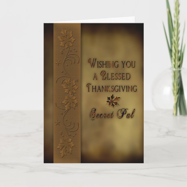 Cartes Pour Fêtes Annuelles Thanksgiving Secret Pal - Feuilles (Devant)
