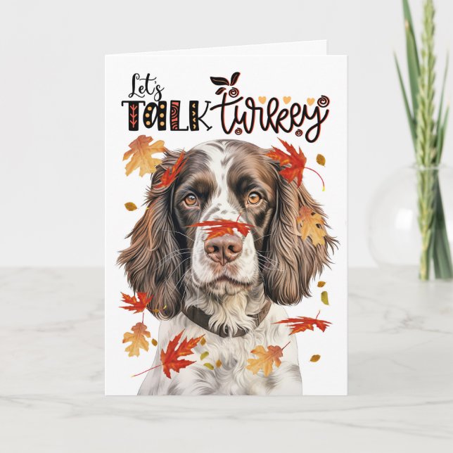 Cartes Pour Fêtes Annuelles Thanksgiving Springer Dog Parlons de Turquie (Devant)