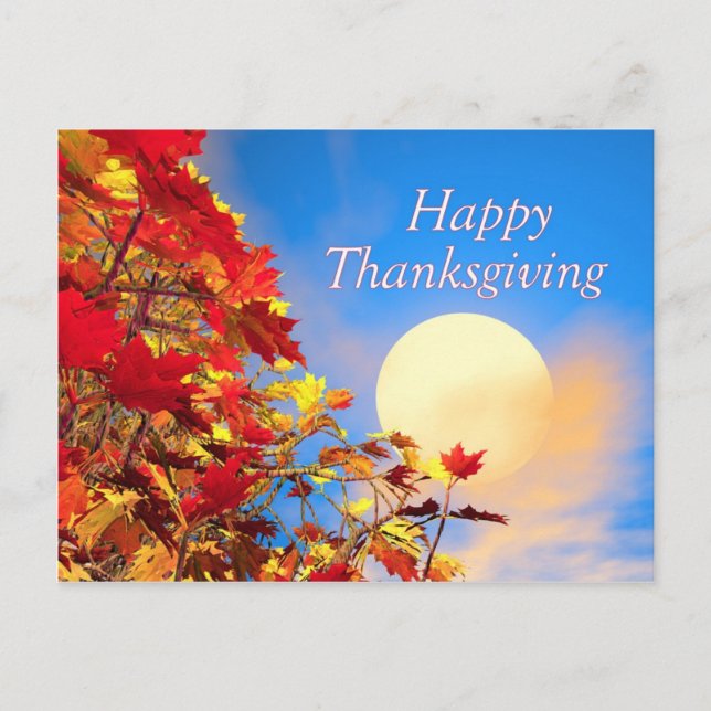 Cartes Pour Fêtes Annuelles Thanksgiving Sun and Fall Tree (Devant)