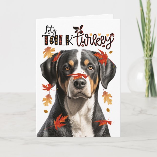 Cartes Pour Fêtes Annuelles Thanksgiving Swiss Mountain Dog Parlons Turquie (Devant)