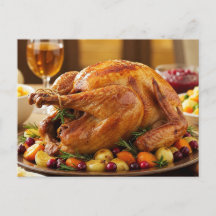 Thanksgiving Turkey Postcard Cozy Holiday Dinner