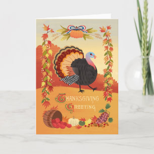 Cartes Pour Fêtes Annuelles Thanksgiving Turquie and Fall Harvest Card