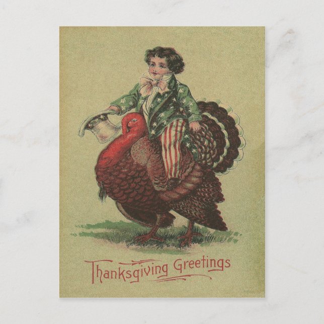 Cartes Pour Fêtes Annuelles Thanksgiving Turquie équitation (Devant)