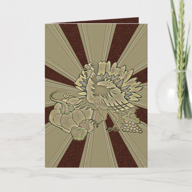 Cartes Pour Fêtes Annuelles Thanksgiving Turquie sculpté - (Devant)