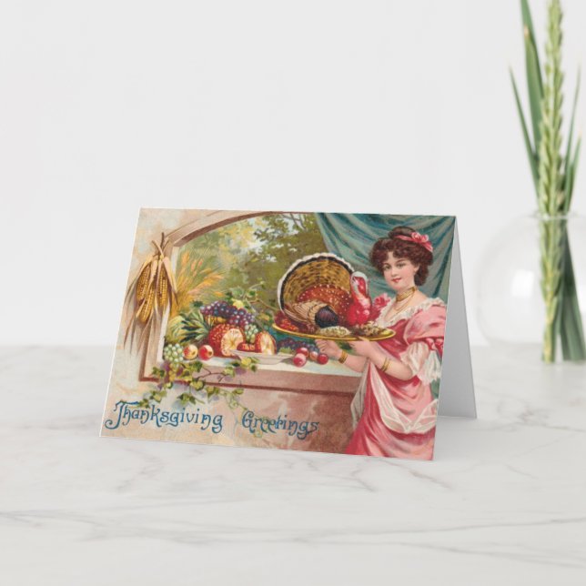 Cartes Pour Fêtes Annuelles Thanksgiving vintage (Devant)