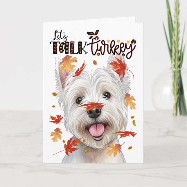 Cartes Pour Fêtes Annuelles Thanksgiving West Highland Dog Parlons Turquie (Devant)