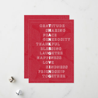 Cartes Pour Fêtes Annuelles  Thanksgiving Word Art in Various Colors