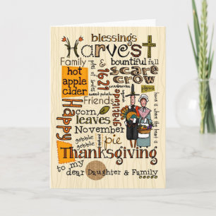 Cartes Pour Fêtes Annuelles Thanksgiving Wordcloud