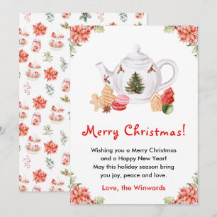 Cartes Pour Fêtes Annuelles Thé de Noël Rouge Joyeux Noël