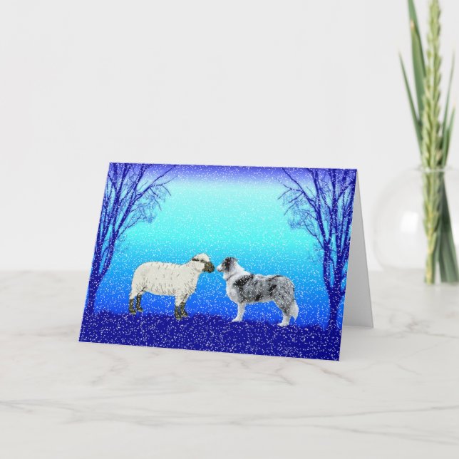 Cartes Pour Fêtes Annuelles "The Peace Tree us Border Collie Christmas (Devant)