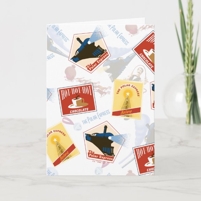 Cartes Pour Fêtes Annuelles The Polar Express | Motif Autocollant Rétro (Devant)