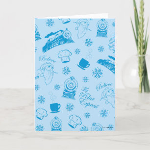 Cartes Pour Fêtes Annuelles The Polar Express   Motif d'icônes de vacances ble