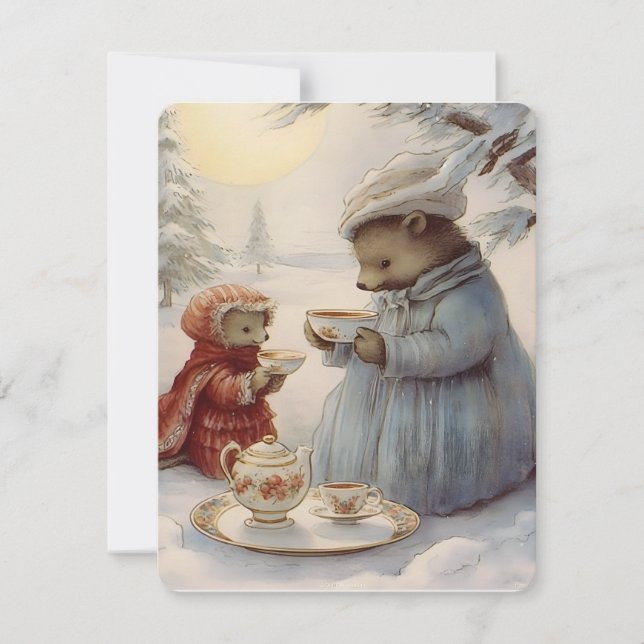 Cartes Pour Fêtes Annuelles thé vintage de Noël mignon (Devant)