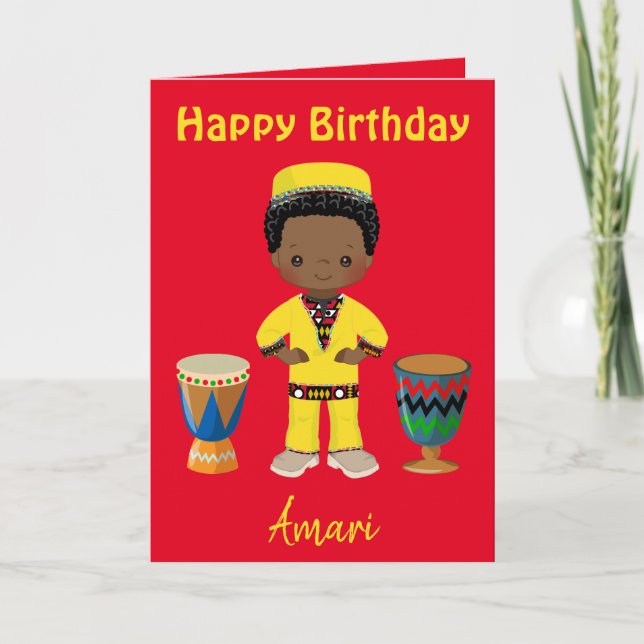 Cartes Pour Fêtes Annuelles Thème africain d'anniversaire  (Devant)