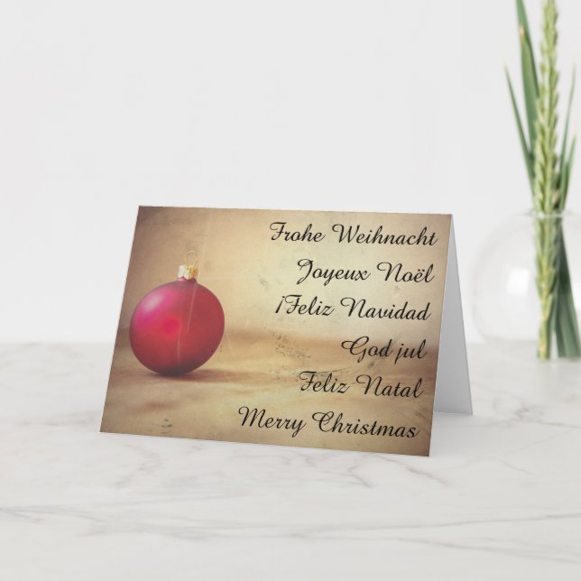 Cartes Pour Fêtes Annuelles Thème de Noël avec balle de Noël (Devant)
