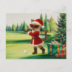 Cartes Pour Fêtes Annuelles Thème de Noël de golf pour femme au chat Golfer