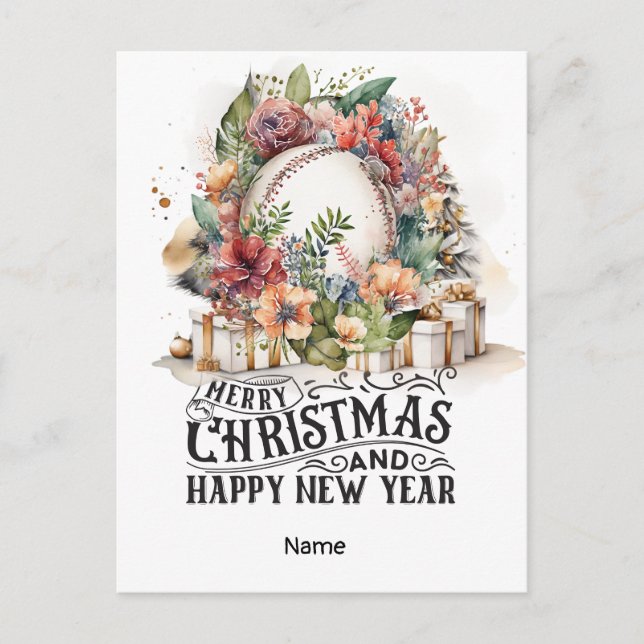 Cartes Pour Fêtes Annuelles Thème de Noël du baseball (Devant)