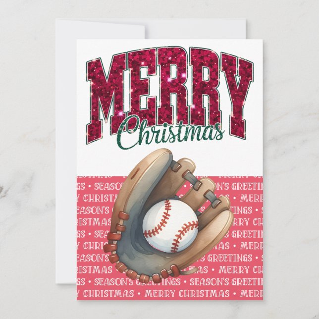 Cartes Pour Fêtes Annuelles Thème de Noël du baseball (Devant)