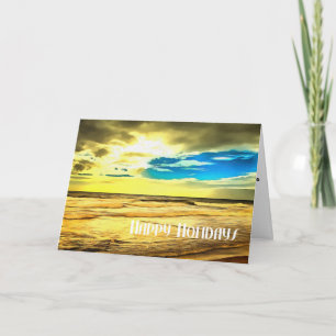 Cartes Pour Fêtes Annuelles Thème de Noël/plage, océan, vagues, sable, l'eau