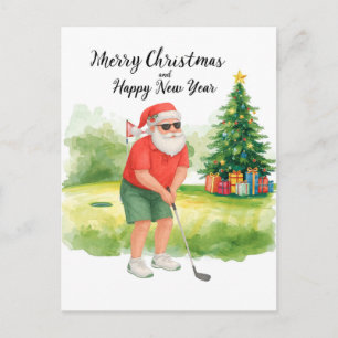 Cartes Pour Fêtes Annuelles Thème de Noël pour golfeur sur le parcours de golf